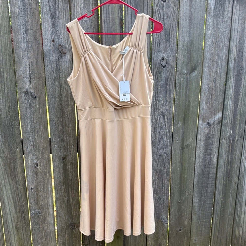 Grace Karin Tan Cowl Neck Sleeveless Sundress